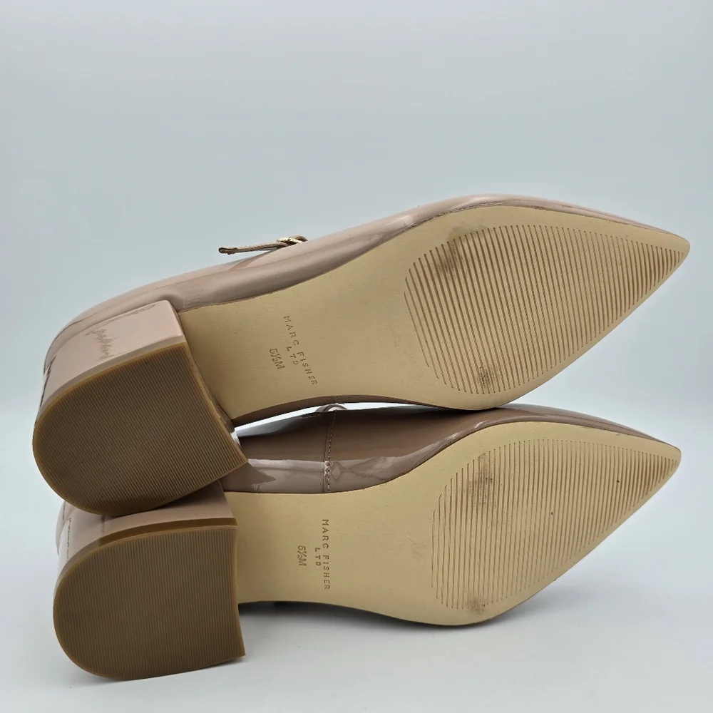 Marc Fisher LTD Luccie Mary Jane Pumps, Light Natural Patent Leather, Wmn's 5.5M - Picture 12 of 13